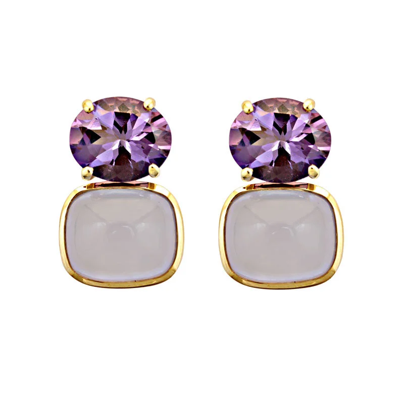 Earrings-Amethyst and Chalcedony