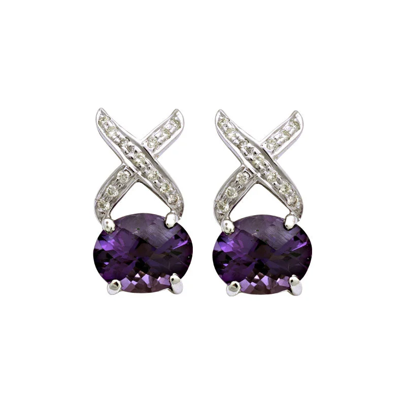 Earrings-Amethyst and Diamond