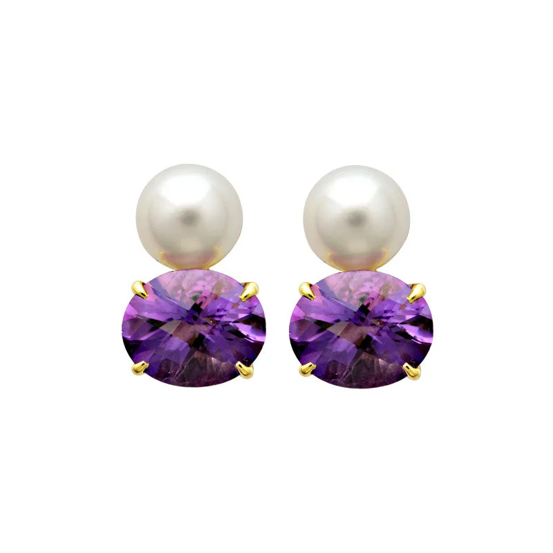 Earrings-Amethyst and South Sea Pearl