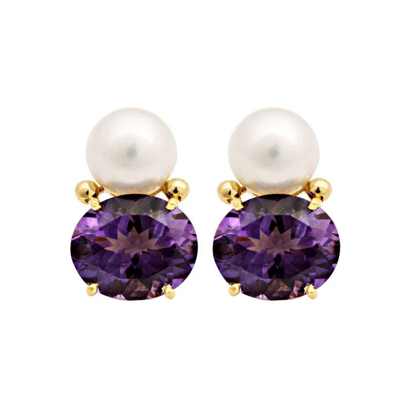 Earrings-Amethyst and South Sea Pearl