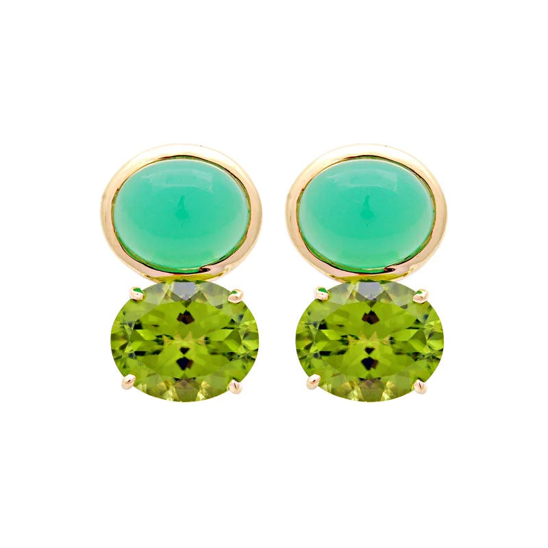 Earrings-Chrysoprase and Peridot