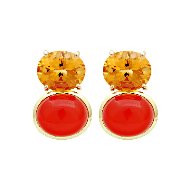 Earrings-Citrine and Cornelian