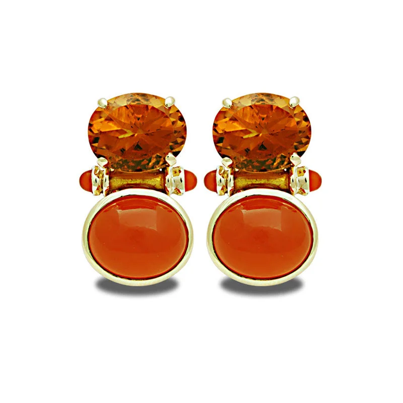 Earrings-Citrine and Cornelian (Enamel)