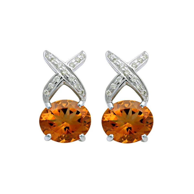 Earrings-Citrine and Diamond