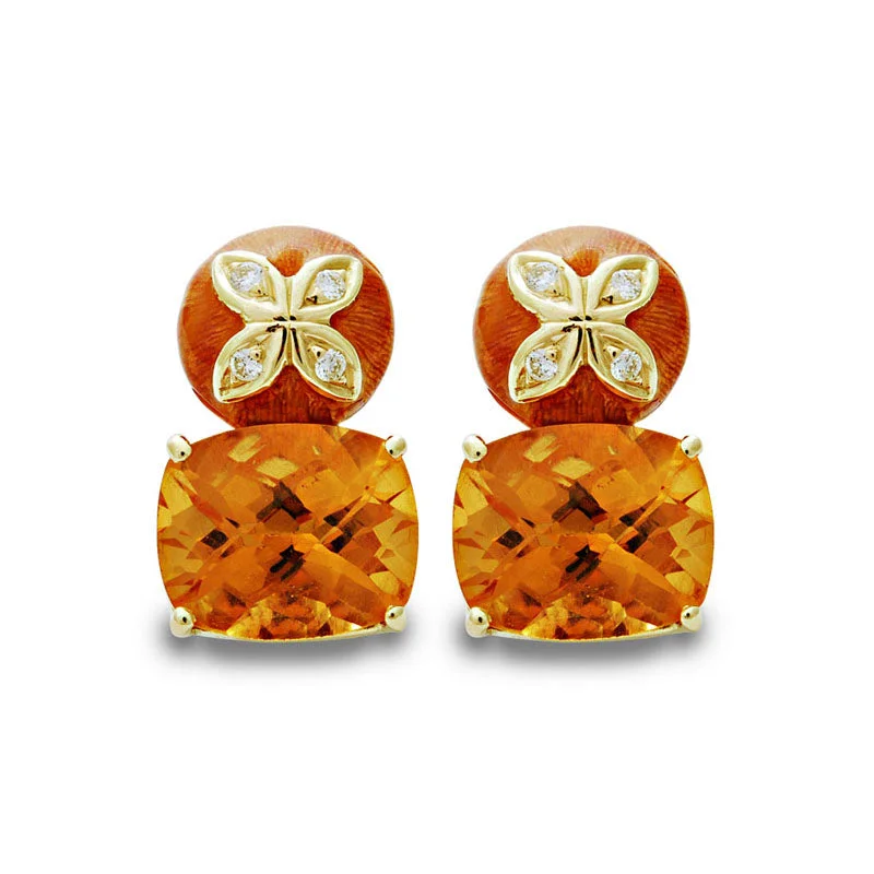 Earrings-Citrine and Diamond (Enamel)