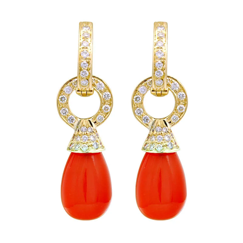 Earrings-Cornelian and Diamond