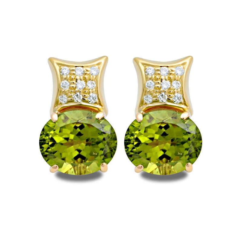 Earrings-Peridot and Diamond