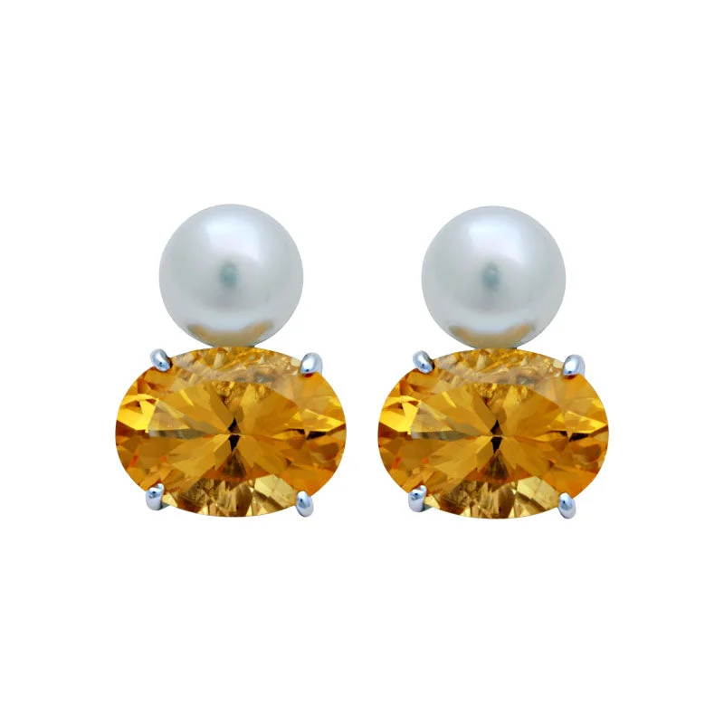 Earrings-South Sea Pearl and Citrine