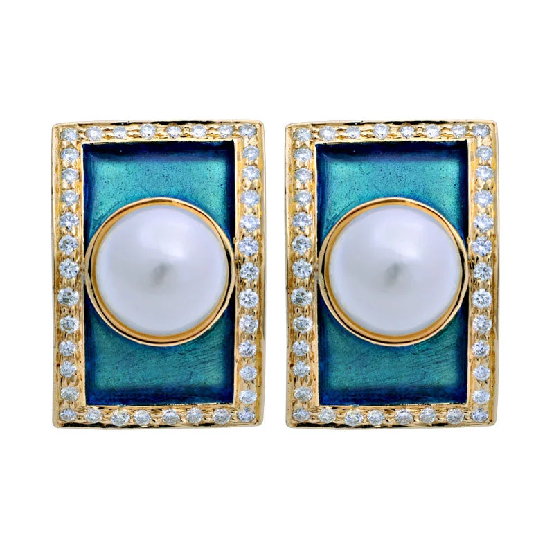 Earrings-South Sea Pearl and Diamond (Enamel)