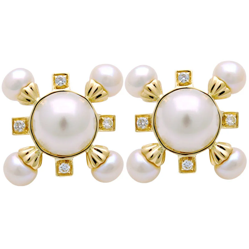 Earrings-South Sea Pearl, Fresh Water Pearl and Diamond