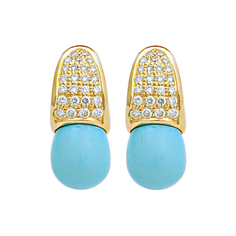 Earrings-Turquoise and Diamond