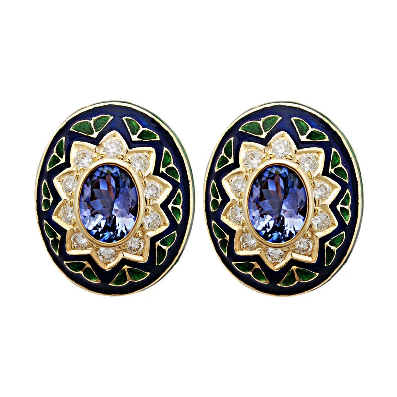 Earrings-Tanzanite and Diamond (Enamel)