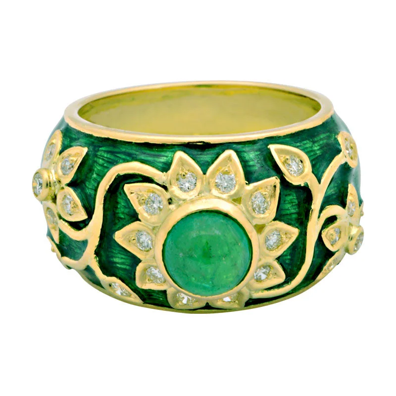 Ring-Emerald and Diamond (Enamel)