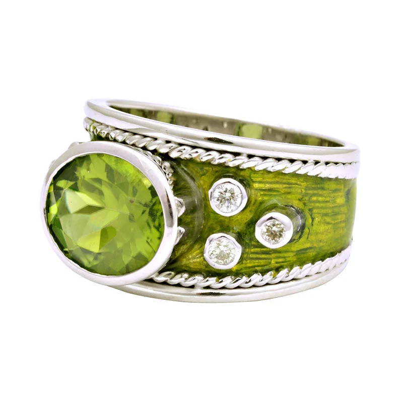 Ring-Peridot and Diamond (Enamel)