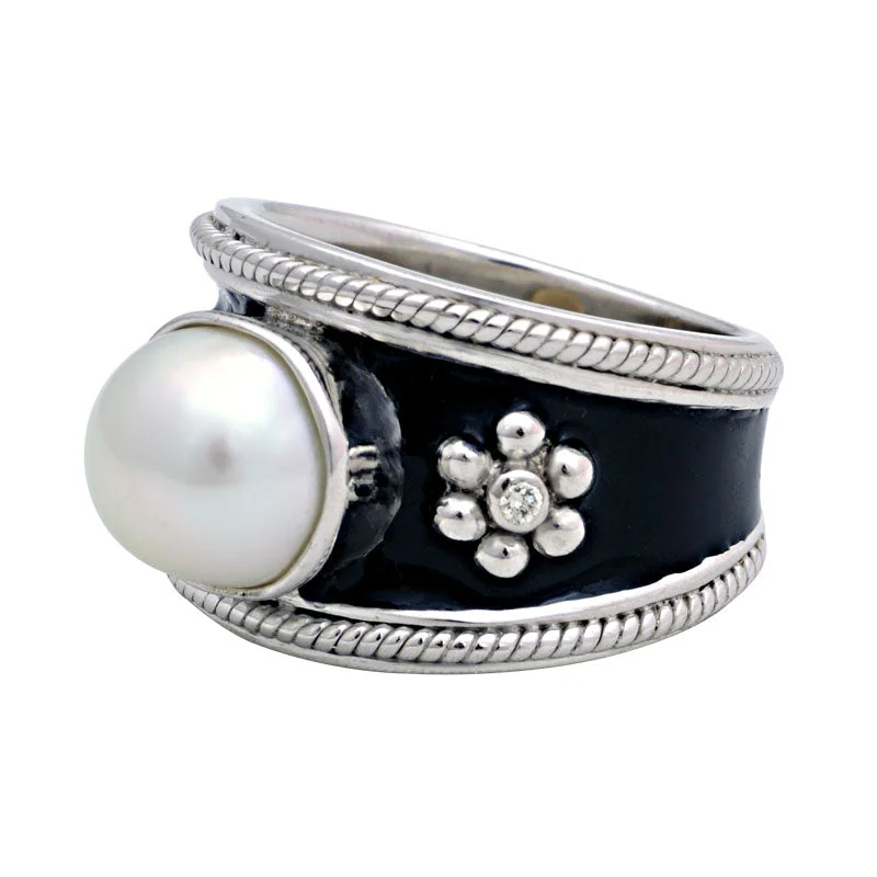 Ring-South Sea Pearl and Diamond (Enamel)