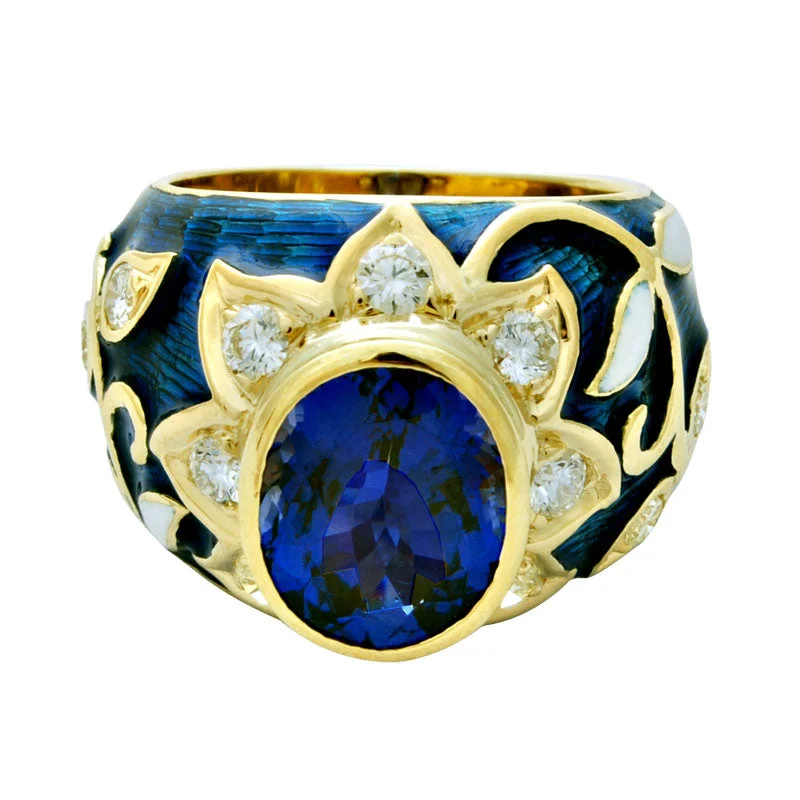 Ring-Tanzanite and Diamond (Enamel)